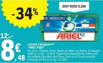 E.Leclerc LESSIVE CAPSULES ARIEL PODS offre