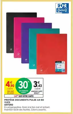 Intermarché OXFORD PROTÈGE DOCUMENTS PULSE A4 80 VUES offre