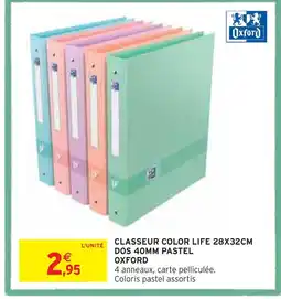 Intermarché OXFORD CLASSEUR COLOR LIFE 28X32CM DOS 40MM PASTEL offre