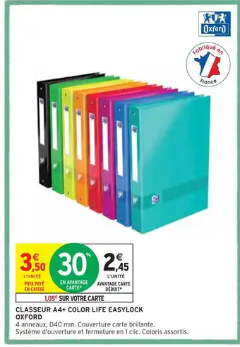 Intermarché OXFORD CLASSEUR A4+ COLOR LIFE EASYLOCK offre