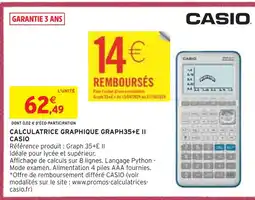 Intermarché CASIO CALCULATRICE GRAPHIQUE GRAPH35+E II offre