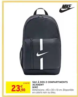 Intermarché NIKE SAC À DOS 2 COMPARTIMENTS ACADEMY offre