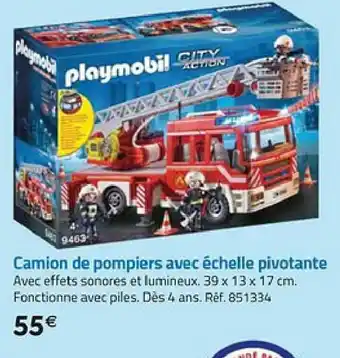 La Grande Récré Camion de pompiers avec échelle pivotante offre