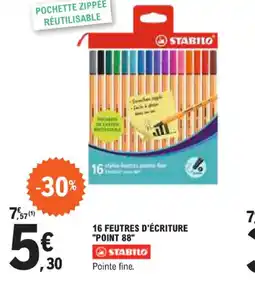 E.Leclerc 16 FEUTRES D'ÉCRITURE "POINT 88" offre
