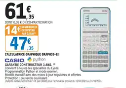 E.Leclerc CALCULATRICE GRAPHIQUE GRAPH35+EII offre
