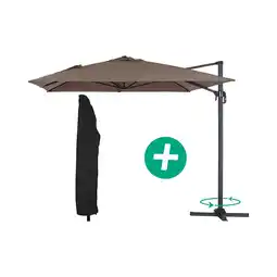 E.Leclerc Parasol jardin déporté Alu Sun 4 - Rectangle - 3 x 4 m + Housse de protection - Taupe offre