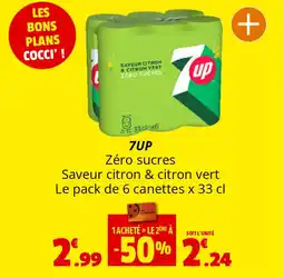 Coccinelle Supermarché 7UP Zéro sucres Saveur citron & citron vert Le pack de 6 canettes x 33 cl offre