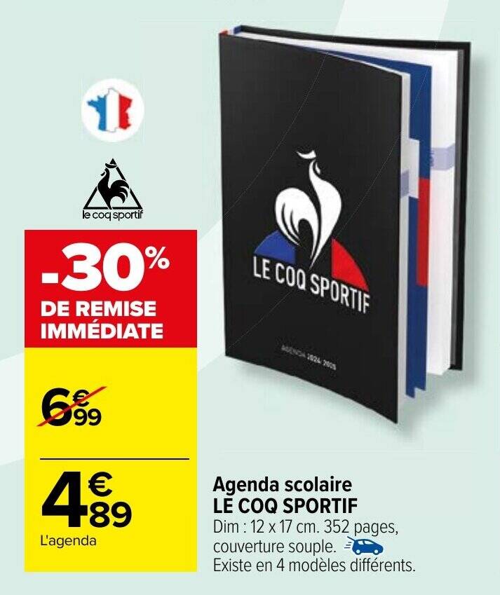 Promo Agenda scolaire LE COQ SPORTIF chez Carrefour