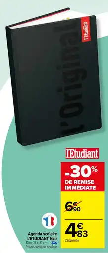 Carrefour Agenda scolaire L'ETUDIANT Noir offre