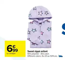 Carrefour Sweat zippé enfant offre