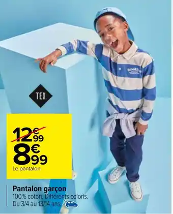 Carrefour Pantalon garçon offre