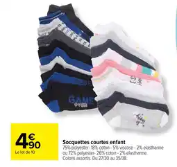 Carrefour Socquettes courtes enfant offre
