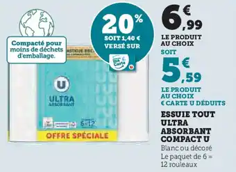 Super U ESSUIE TOUT ULTRA ABSORBANT COMPACT U offre