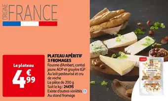 Auchan PLATEAU APÉRITIF 3 FROMAGES offre