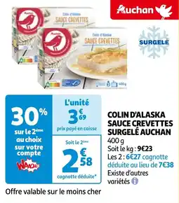 Auchan COLIN D'ALASKA SAUCE CREVETTES SURGELÉ AUCHAN offre