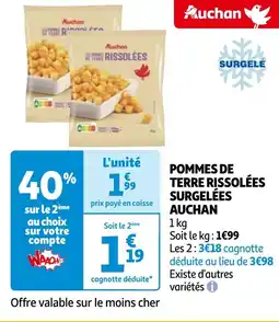 Auchan POMMES DE TERRE RISSOLÉES SURGELÉES AUCHAN offre
