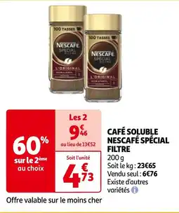 Auchan CAFÉ SOLUBLE NESCAFÉ SPÉCIAL FILTRE offre