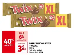 Auchan BARRES CHOCOLATÉES TWIX XL offre