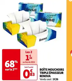 Auchan BOÎTE MOUCHOIRS TRIPLE ÉPAISSEUR RENOVA offre