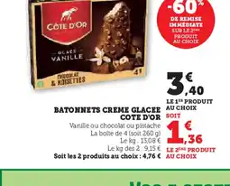 Hyper U BATONNETS CREME GLACEE COTE D'OR offre