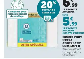 Hyper U ESSUIE TOUT ULTRA ABSORBANT COMPACT U offre