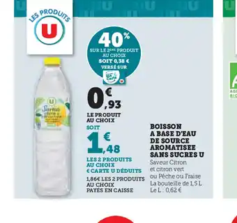 U Express Boisson a base d'Eau de source aromatisee sans sucres U offre