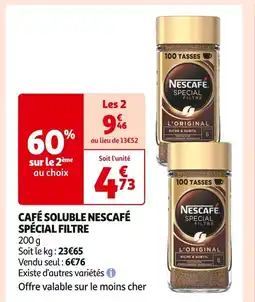 Auchan Supermarché CAFÉ SOLUBLE NESCAFÉ SPÉCIAL FILTRE offre