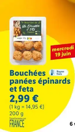 Lidl Bouchées panées épinards et feta offre