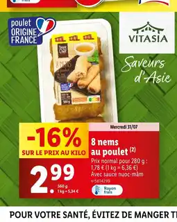 Lidl 8 nems au poulet offre