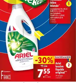 Lidl Ariel lessive liquide original offre