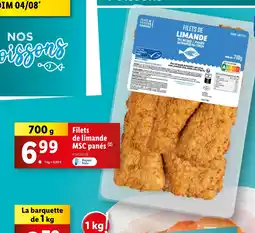 Lidl Filets de limande MSC panés offre