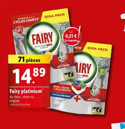 Lidl Fairy platinium offre