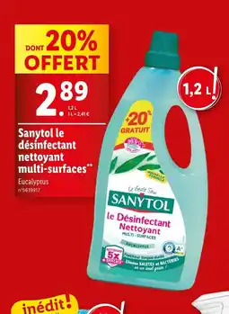 Lidl Sanytol le désinfectant nettoyant multi-surfaces offre