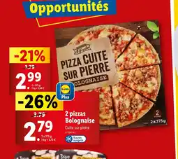 2 pizzas Bolognaise