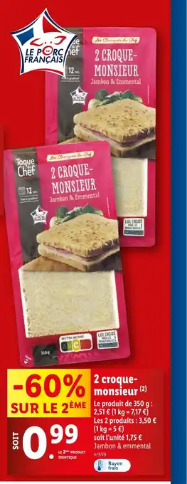 Lidl 2 croque monsieur offre