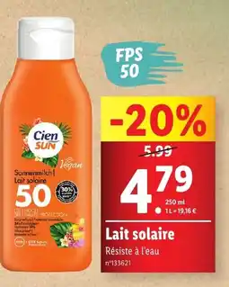 Lidl Lait solaire offre