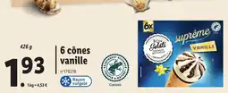 Lidl 6 cônes vanille offre