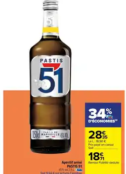Carrefour Apéritif anisé PASTIS 51 offre