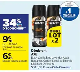 Carrefour Déodorant AXE offre