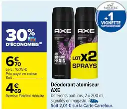 Carrefour Déodorant atomiseur AXE offre