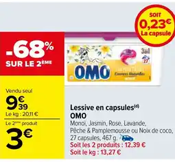 Carrefour Lessive en capsules(d) OMO offre