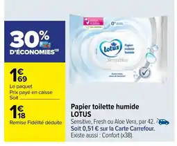 Carrefour Papier toilette humide LOTUS offre