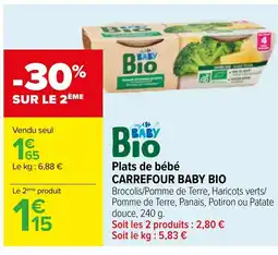 Carrefour Plats de bébé CARREFOUR BABY BIO offre