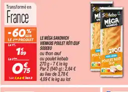 Netto LE MEGA SANDWICH VIENNOIS POULET ROTI CEUF SODEBO offre