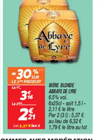 Netto BIÈRE BLONDE ABBAYE DE LYRE offre