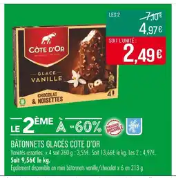 Match CÔTE D'OR BÂTONNETS GLACÉS offre