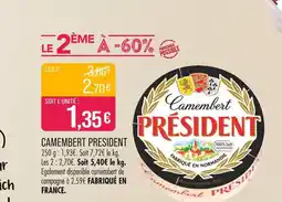Match PRESIDENT CAMEMBERT offre