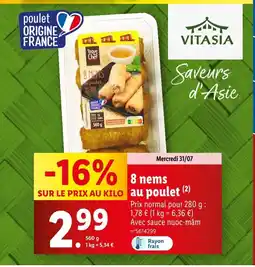 Lidl Toque du Chef 8 nems au porc offre