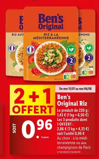 Lidl Ben’s Original Riz offre