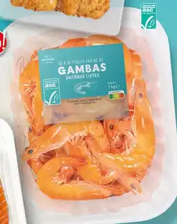 Lidl Gambas entières cuites ASC offre